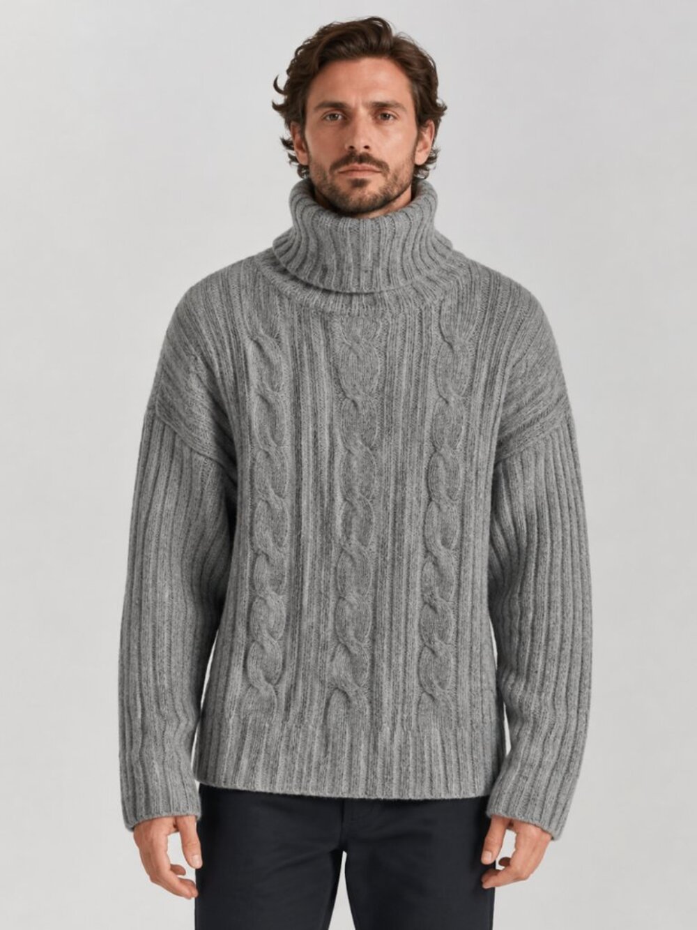 Chunky cable-knit gray sweater Ralph Lauren